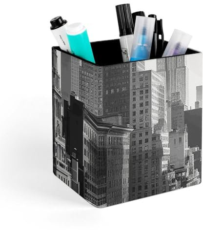 NQHJT Pot à crayons noir et blanc New York pour femme - Pot à crayons carré pour bureau de bureau - Organiseur de papeterie
