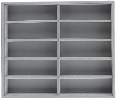 NOENNULL Sonnenbrillen-Display-Box, 10 Gitter, Sonnenbrillen-Aufbewahrungs-Organizer, Brillenhalter, Brillen-Aufbewahrungsbox Brillen, Aufbewahrung, Display-Halter, (Grauer Samt)