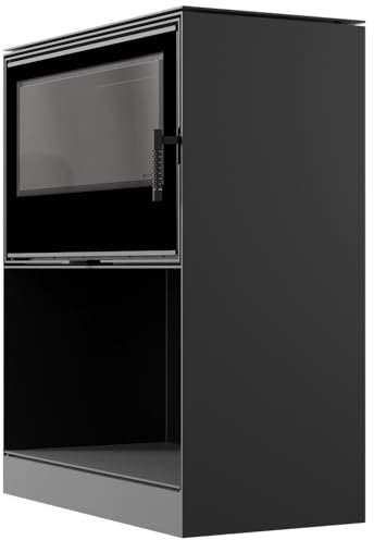 KRATKI Stufa a camino in acciaio Kari 95 Ø 180 14 kW spazio per legno rivestimento nero