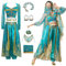 bi bi hou Damen Prinzessin Jasmin Kostüm mit Zubehör Prinzessin Aladdin Kostüm Arabische Prinzessin Verkleidung Bauchtanz Outfit Halloween Karneval Party Bühnenauftritt Kostüm für Erwachsene