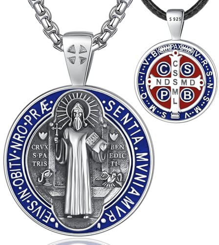 EUDORA Harmony Ball Sterling Silber 925 Kreuz Kette Heilige Christophorus Benedikt Maria Wundertätige Medaille Erzengel Medaille Gabriel Metatron Siegel der 7 Erzengel für Damen Herren Frauen