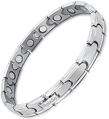 RainSo Starkes Therapeutisches Magnetarmband für Damen aus Titan - Magnetisches Titan Armband(Silber)