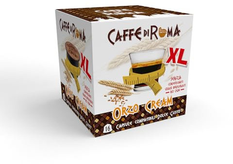 96 Capsule CAFFE DI ROMA ORZO CREAM XL compatibili con Nescafè Dolce Gusto - Più Grammi Più Gusto - Bevande solubili per Macchine Espresso Nescafè Dolce Gusto - 6 Astucci da 16 -
