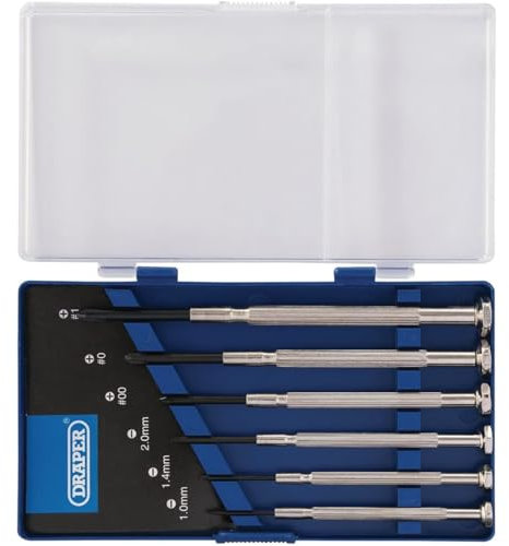 AMK® Draper Precision Screwdriver Set 6 Piece with Swivel Tops and Fine Tips for Small Screws Electronics & Glasses Repairs