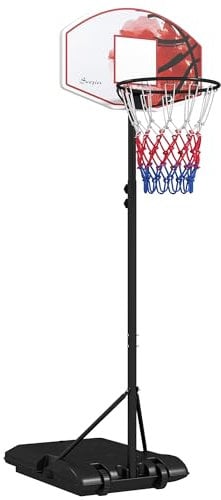 SPORTNOW Basketballkorb mit Ständer, 179-209 cm höhenverstellbar Basketballständer mit Rollen, Basketballanlage Standfuß, Outdoor, Stahl, Mehrfarbig