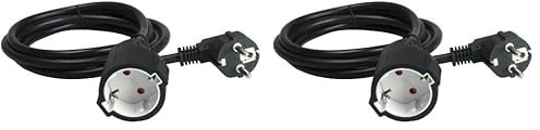 Unitec 445641 - Cavo prolunga con presa/spina Schuko, H05VV F3G, 1,5 mm², 2 m, colore: Nero (Confezione da 2)