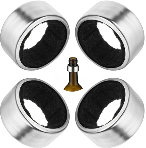 Yuanchu 4Pcs Stainless Steel Wine Drip Collars, Wine Bottle Top Drip Rings Wine Drop Ring Catcher with Detachable Felt Liner Leakproof Ring Drip Stoppers Small Wine Accessories for Kitchen and Bar