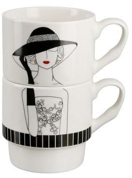 Gilde Handwerk Zweiteilige Stapeltasse Lady mit Hut