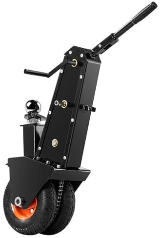 VEVOR Chariot de Remorque, Capacité Charge de Languette 454 kg, Boule d'Attelage 50,8 mm 58,7 mm, Pneu Pneumatique, Entraînement Manuelle ou par Clé Électrique, pour Déplacer Remorque de Camping-Car