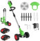 Desbrozadora Bateria 21V, Desbrozadora Electrica con 2 Baterías y 3 Cuchillas, Ruedas Desmontables, Altura Ajustable, Cortacésped de Batería Plegable para Recortar Césped y Arbustos
