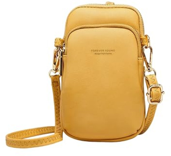 Mabecol Borsa Porta Cellulare Tracolla Donna - Mini Borsa a Tracolla Piccola Borsello Elegante - Borsetta Porta Cellulare da Collo (Giallo)