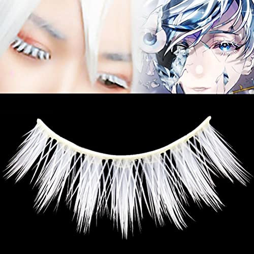 Faux de Cils Blancs, Maquillage Vaporeux Faux Cils, Cils Moelleux Anime, Cosplay Me Mascarade de Fête des Cils (1 pcs)