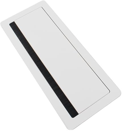 BYYLECL Cache-trou rectangulaire pour câble métallique de bureau, table en alliage d'aluminium avec brosse - Blanc