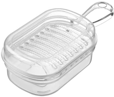 ARFUKA Plastic Garlic Grater Plate with Storage Box Multipurpose Kitchen Grater for Ginger, Lemon, Cheese, Chocolate & More Transparent