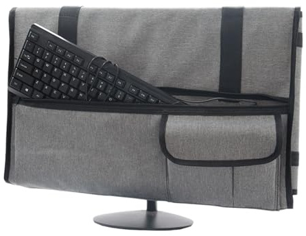 Hitburu Funda De Viaje para Monitor - Funda Protectora De Transporte para Viajes,Bolsillo Ajustable con Forro De Franela para Pantalla Teclado Ratón Y Accesorios