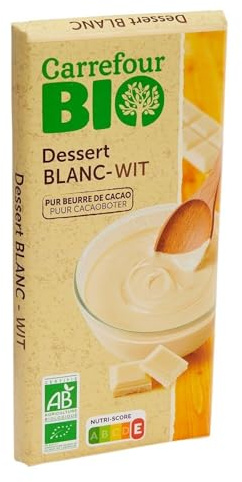 CARREFOUR BIO – Chocolat Blanc Onctueux et Naturel, Plaisir Doux et Fondant (Tablette 175g) - Le Lot De 3
