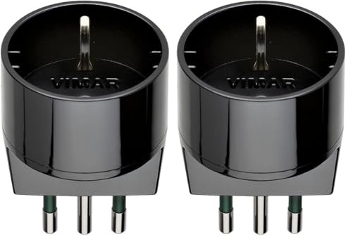 VIMAR Adattatore Spina 10a Presa Schuko Nero (Confezione da 2)
