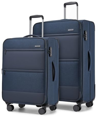 British Traveller 2-teiliges Kofferset Stoffkoffer TSA Schloss Erweiterbar