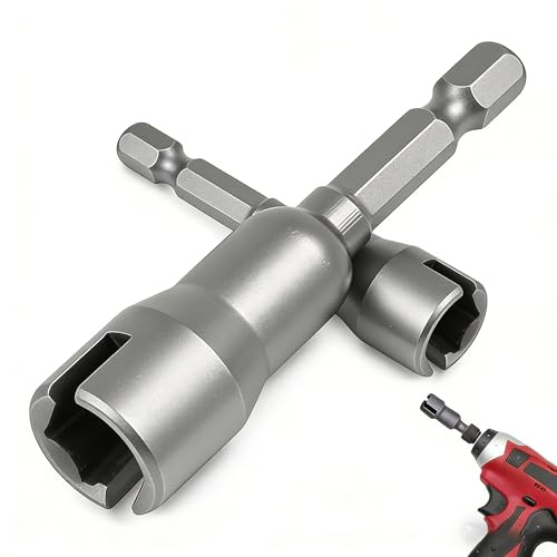 2 Packs Wing Nut Driver Set – Power Drill Bit Socket Wrenches for Panel Nuts, Screws, Eye C Hooks & Q-Hangers – Steel Wing Nut Removal Tool for DIY, Workshop & Home Maintenance