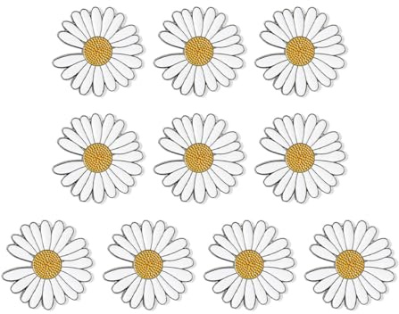 Riven Lot de 10 broches en forme de marguerite en émail blanc pour les fêtes, le quotidien et les accessoires de mode