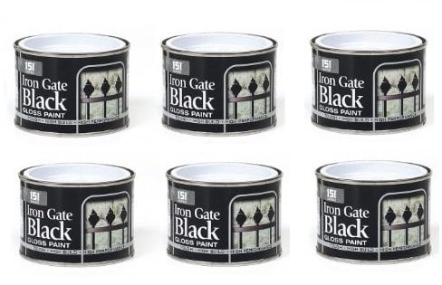 6 x Tins Of 151 Iron gate Black gloss paint, 180ml, home DIY