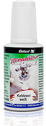 Remalle Emaille Paste Emaillepaste Emaillelack Reparaturlack von Elefant, in schwarz oder Weiss, je 20 ml (Weiss)