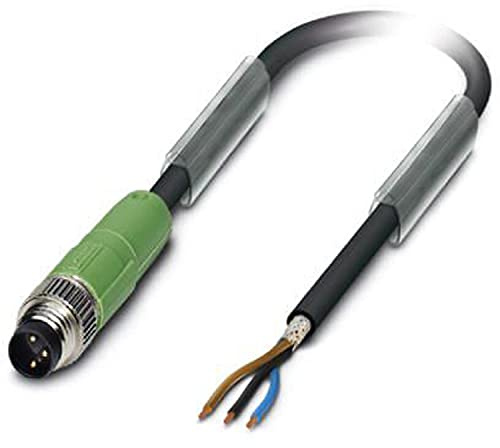 PHOENIX CONTACT SAC-3P-M 8MS/3.0-PUR SH Sensor/Aktor-Kabel, 3 Polig, PUR Halogenfrei, Geschirmt, Stecker Gerade M8, Auf freies Leitungsende, 3m Kabellänge, Schwarzgrau RAL