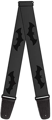Buckle-Down GS-WBM075 Guitar Strap Retro Bat Logo Gray Black 2 Inches Wide, 34-60