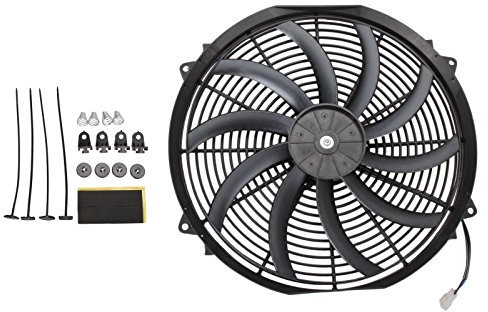 Madlife Garage Universal High Performance 16'' 12V Slim Electric Cooling Radiator Fan With Fan Mounting Kit (Black)