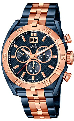 JAGUAR Herrenuhr Modell J810/1 aus der Kollektion Special Edition, Gehäuse 45,8 mm Stahlband blau/rosa