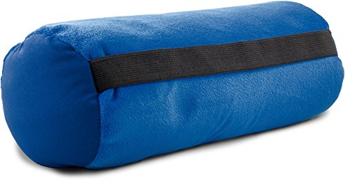 CelinaTex Rullo Nackenrolle mit Gummiband 30 x 12 cm blau Plüsch Auto Nackenkissen Micropearls Füllung Reisekissen