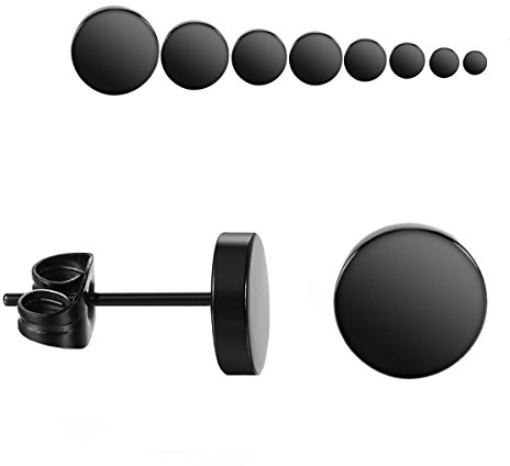 Hongyantech 8 Paare 3-10 mm Edelstahl Herren Ohrstecker Tunnel Ohrringe Schwarz Ohrringe für Damen Fakeplug Fake Plug Ohrringe 304 Edelstahl