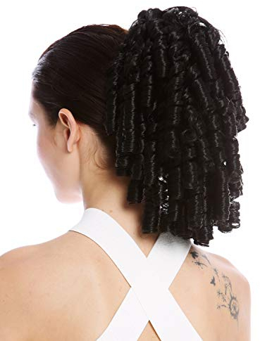 WIG ME UP - N900A+2-V-1B Haarteil Zopf Pferdeschwanz Korkenzieher-Locken gelockt voluminös Schwarz
