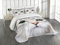 ABAKUHAUS Katze Tagesdecke Set, Digital-Nette Reizende Katze, Set mit Kissenbezug Romantischer Stil, für Einzelbetten 170 x 220 cm, Graue Elfenbein