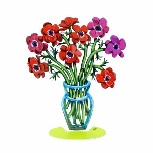 Sculpture by David Gerstein Modern Metal Art Sculpture Poppies Flower Vase