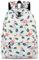 YANAIER Waterproof School Backpack for Girls Teens Cute Print Bookbag Laptop Backpack Women Travel Casual Daypack White Flamingo