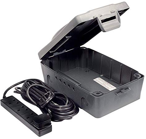 3 X WBXBFG10B-MP WBXBFG10B Outdoor IP54 Weatherproof Box with 13amp 4 Socket 10m Extension Lead-Dark Grey