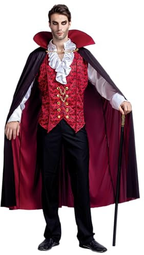 Spooktacular Creations - Vampir Kostüm Erwachsene, halloween kostüm vampir, Renaissance Mittelalterliche Vampir Deluxe Halloween Kostüm für Herren Rollenspiel Sins Cosplay (Medium, Red)