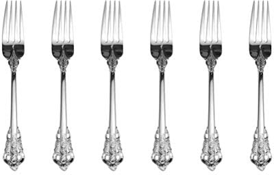 Silber Kuchengabel Barock 6-teiliges, 18cm, Antik Look, aus 18/10 Edelstahl Spiegelpolierte, ideal für Haus, Küche, Restaurant, Hochzeit, Partys, Nachmittagstee, Dessertgabeln, spülmaschinengeeignet