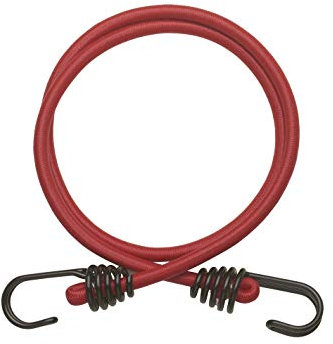 THIRARD - Tende Elastici in Gomma con Ganci - Set di 2 - Lattice - Per Ripostiglio, Campeggio, Bicicletta, Rimorchio - Ganci in Acciaio Doppio - 8 mm x 1 m - Rosso