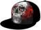 Teen Studenten Kappe Mütze Rote Augen Schädel Totenkopf Print Mesh Sports Hut Cap mit Schirm Sonnenhut für Herren und Damen Black OneSize