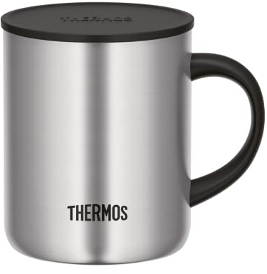 Thermos Longlife Cup Tasse à café en acier inoxydable 0,35 l avec couvercle à poser ou soucoupe - Pour le camping - Garde les boissons chaudes ou froides plus longtemps - Passe au lave-vaisselle -