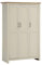 Timber Art Design UK Lisbon 3 Door Wardrobe with Drawers, Oak Top Cupboard with Hanging Shelf and Metal Handles - Bedroom Furniture Storage, Cream - D52 x W112 x H181 cm