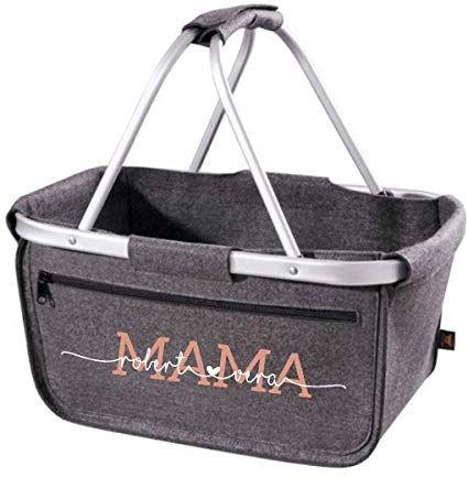 personalisierter Einkaufskorb für Mama mit Kindernamen Schrift in Schrift, Geschenk Oma, Geschenk Muttertag, faltbar, Muttertagsgeschenk