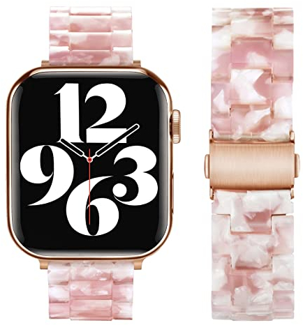 SEURE Kompatibel mit Apple Watch Armband 38mm 40mm 41mm 42mm Damen Herren Resin Harz Ersatzarmband Leicht Ersatz für Watch Series 10 9 8 7 6 SE 5 4 3 2 1 Rosa blume