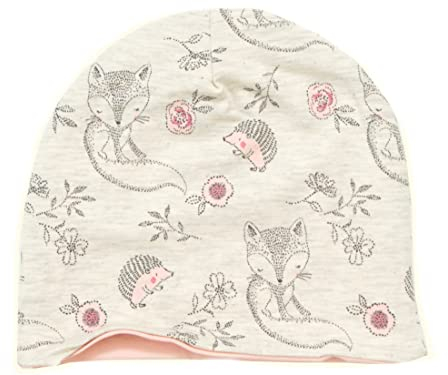 Kleine Könige Mütze Kinder Mädchen Beanie · Modell Fuchs Igel Cutie Pies beige, Altrosa · Ökotex 100 Zertifiziert · Größe 74/80 (KU 42-45)