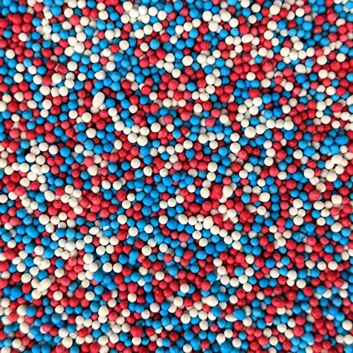Red, White and Blue 100s 1000s Cake Sprinkles - 35g Union Jack Edible Hundreds & Thousands Cake Toppers Decorations Mini Balls Nonpareils