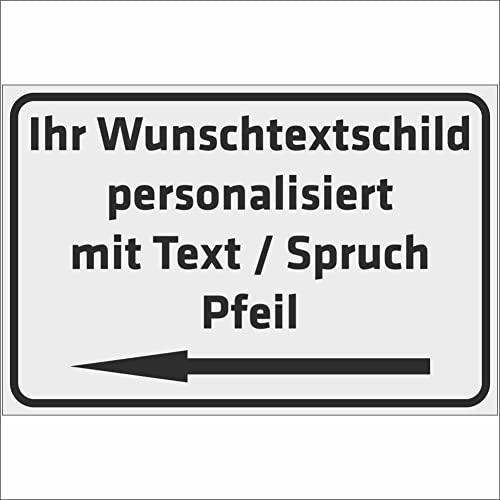 INDIGOS UG - Schilder selbst gestalten mit Pfeil - Schild personalisiert - grau - Aluverbundplatte 8 Größen - mit Text - Schrift - für Garage, Hotel, Parkplatz, Schule, Carport, Firma - individuell