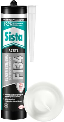 SISTA F134 Elastisch/Bau Weiß, 12er Pack, 300ml | elastischer Acrylat-Dichtstoff, für Anschlussfugen, für Hochbau, für WDVS, weiß