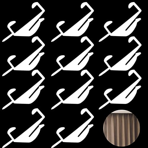 50 PCS Curtain Hooks, Curtain Tack Hooks Plastic White Curtains Hooks, Curtain Rail Gliders Curtain Sliding Hooks for Track Window, Shower, Door